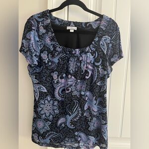 🦋🦋🦋 Croft & Barrow Women's Black and Blue Paisley Blouse